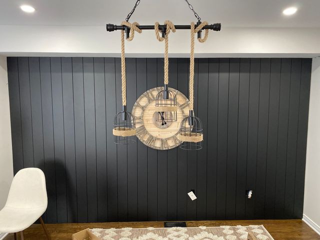 Feature wall with modern vertical paneling